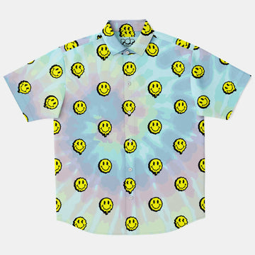 Tie Dye Smiley Hawaiian Shirt
